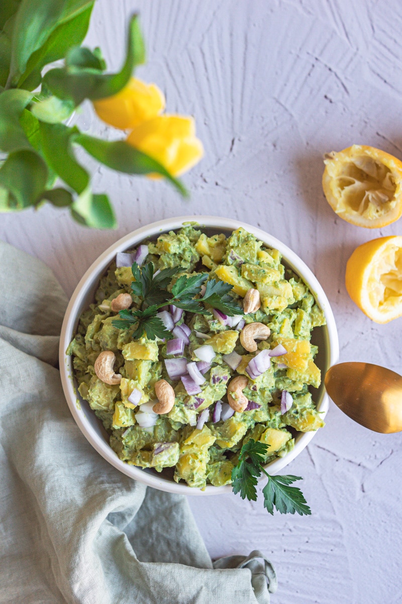 Kartoffelsalat mit Avocado | vegan &amp; einfach - Veganwonda