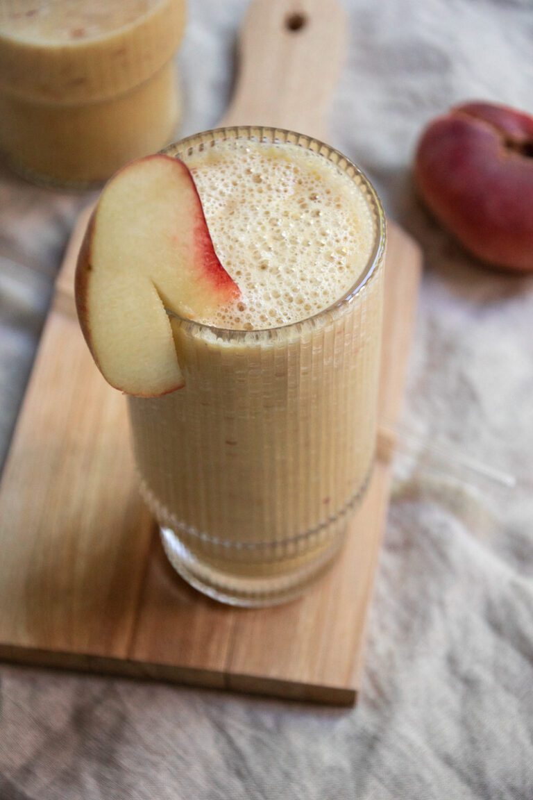 Pfirsich Bananen Smoothie | schnell &amp; einfach - Veganwonda